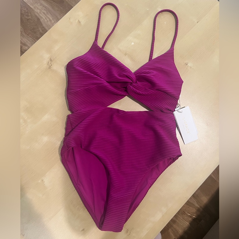 L*Space Fuchsia Ribbed Swimsuit